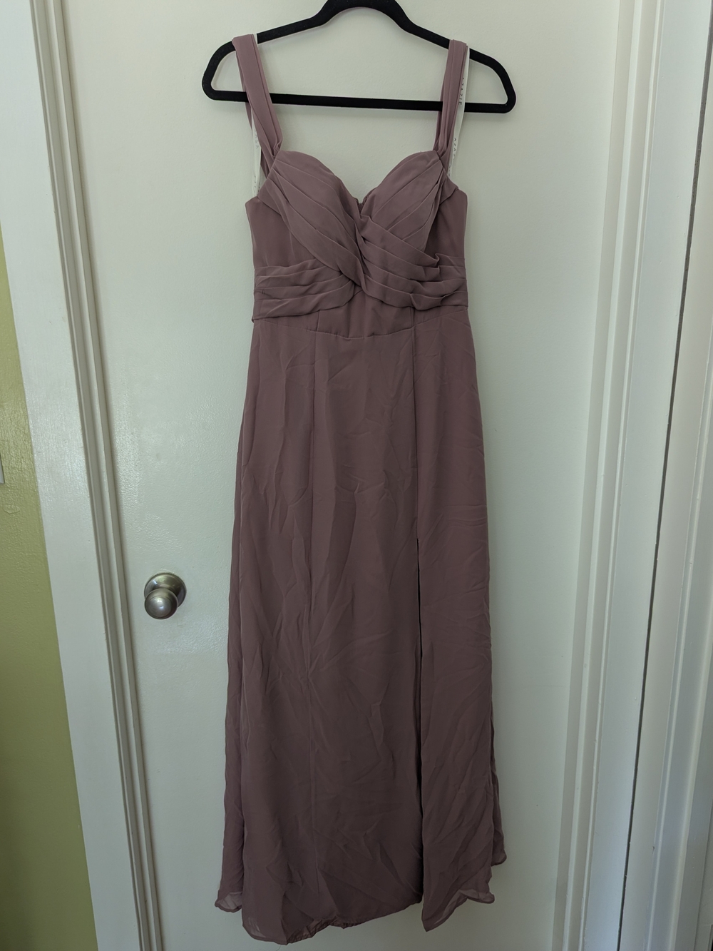 Mauve Pleated Bodice Maxi Dress